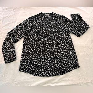 Calvin Klein Black & White Cottagecore Floral Feminine Button Down Size Medium